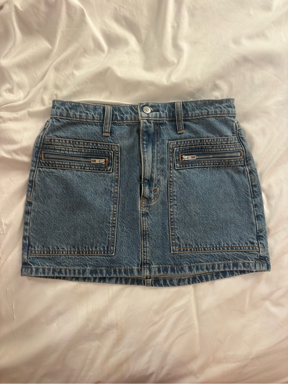 Abercrombie & Fitch Denim Mini Skirt with Zip Pockets